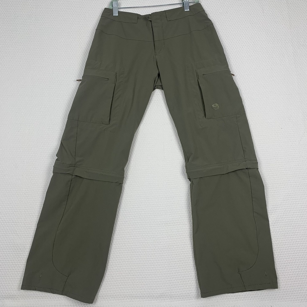 Mountain Hardwear Women's Green Convertible Hiking Pants Zip Off Cargo 27 Waist